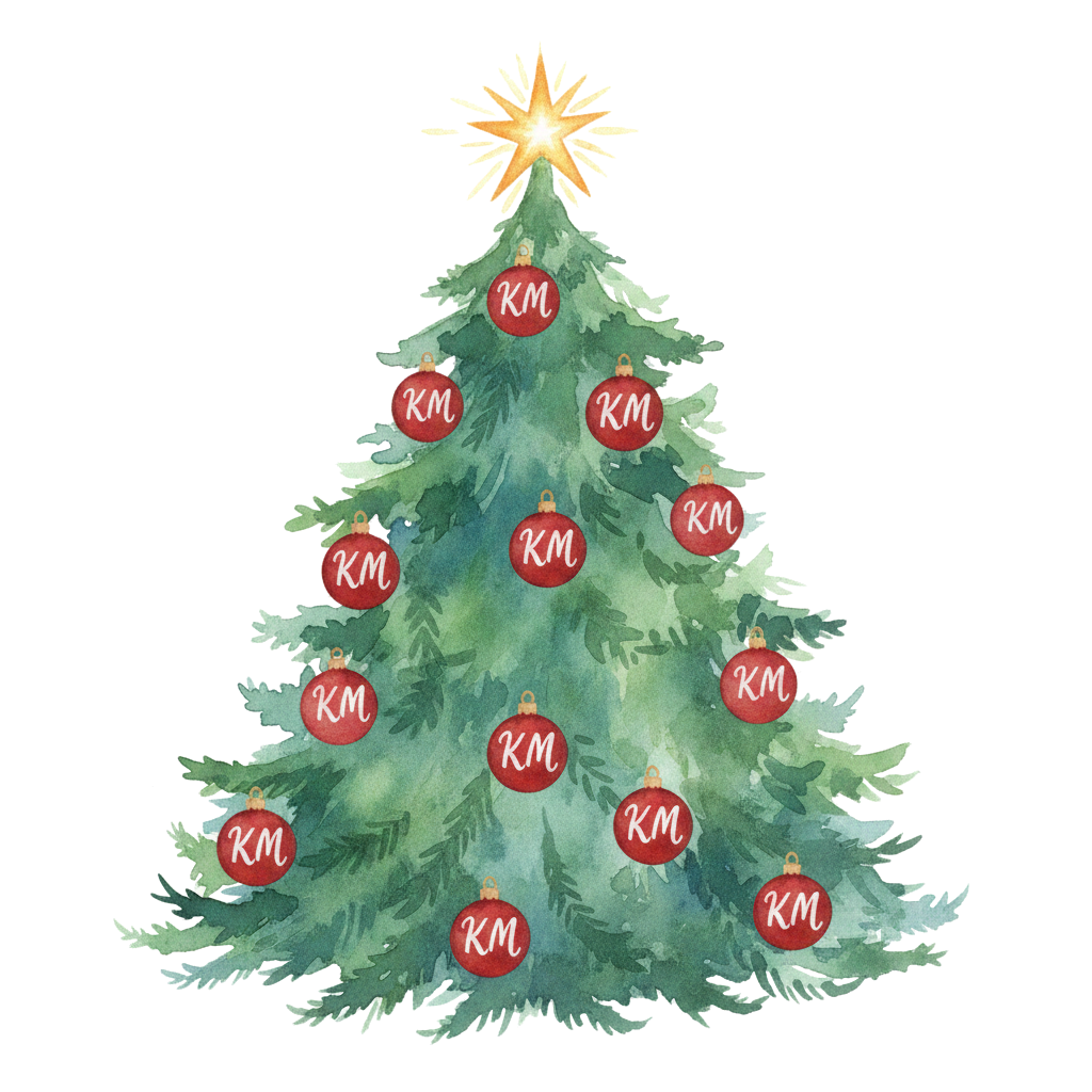 Weihnachtsbaum mit roten Kugeln und goldenem Stern